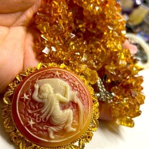 ⚜️ VINTAGE GOLD YELLOW CITRINE  NECKLACE